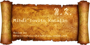 Mihálovits Katalin névjegykártya